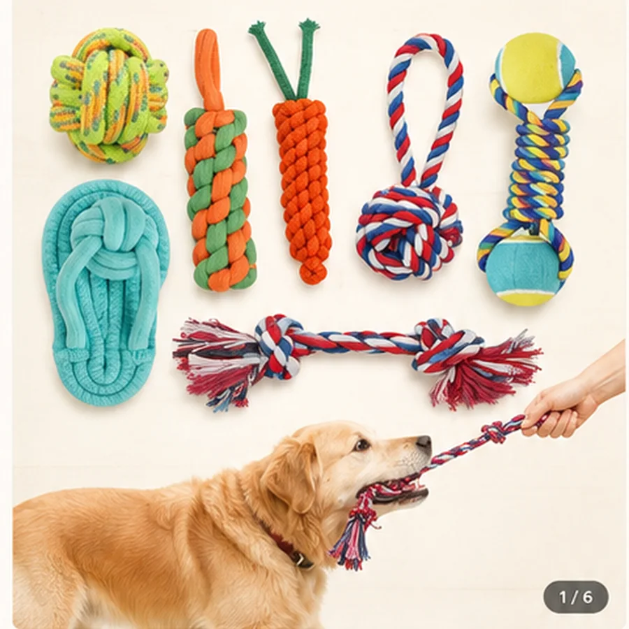 7-Piece Cotton Rope Dog Toy Set